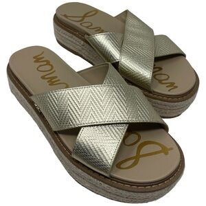 Sam Edelman “Korina” Espadrille Platform Gold Sandals Women’s Size 7.5M